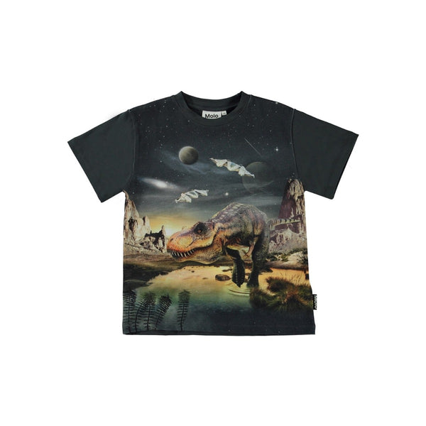 Kids Black Dinosaur and Space print T-Shirt
