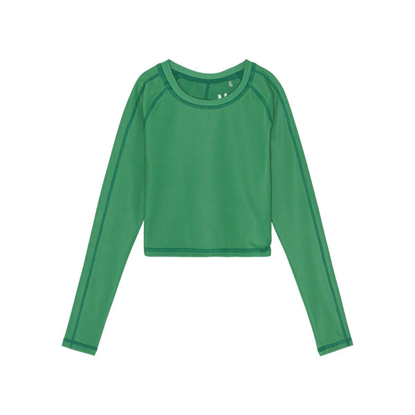 Girls Green Long Sleeve Visible Stitching Top