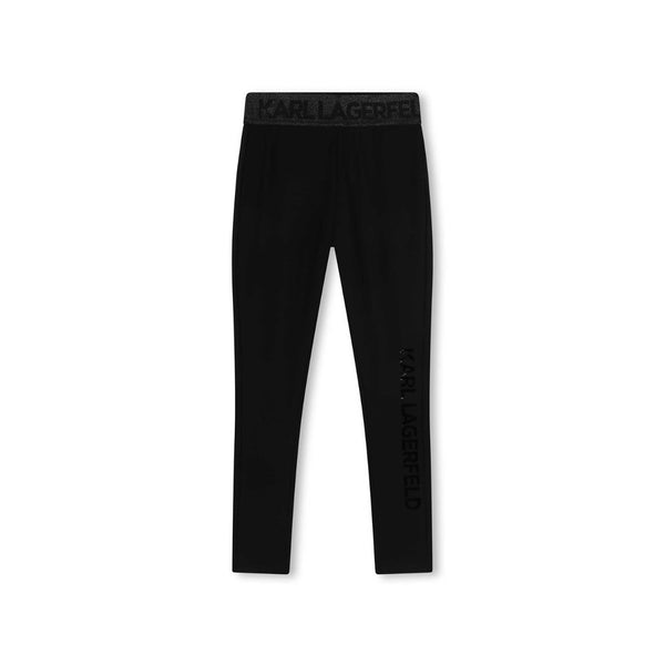 Girls Black Sparkle Waistband Leggings
