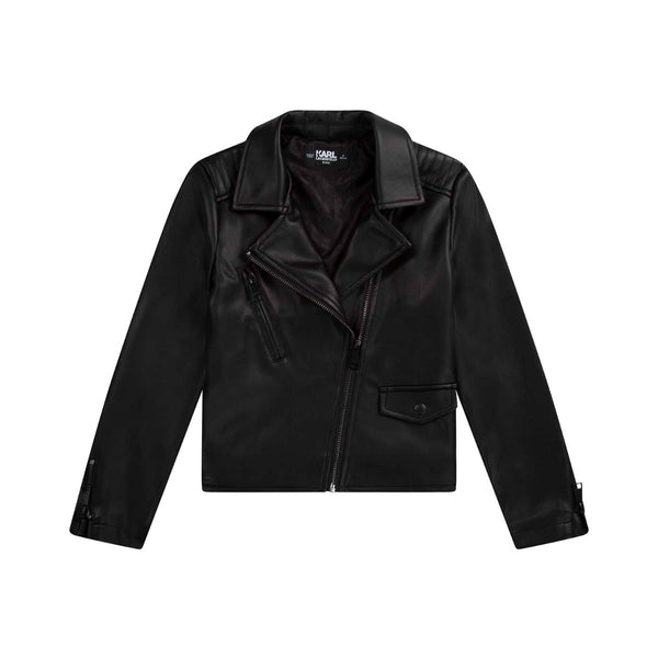 Girl off-Center Zip Biker Jacket