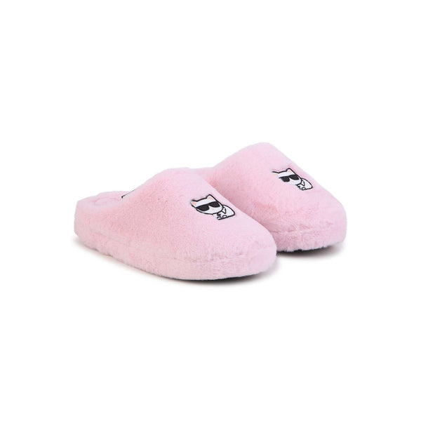 Girls Pink Faux Fur Slipper