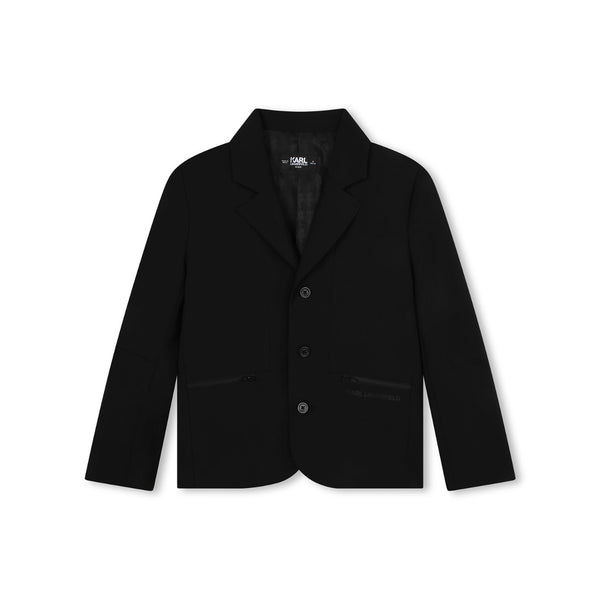 Boys Black Logo Print Blazer