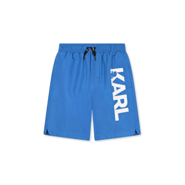 Boys Blue Logo-Print Swim Shorts