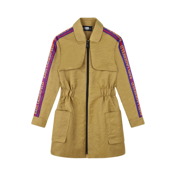Girls Khaki Green Lyocell Zip-Up Dress
