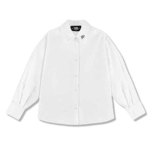 Girls White Cotton Karl Signature Shirt