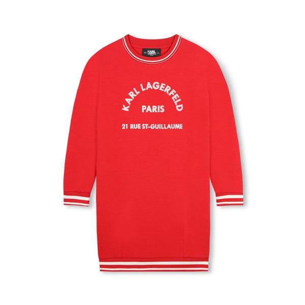 Girls Red Cotton Sweatshirt Dress