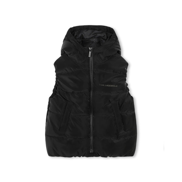 Boys Black Hooded Puffer Gilet