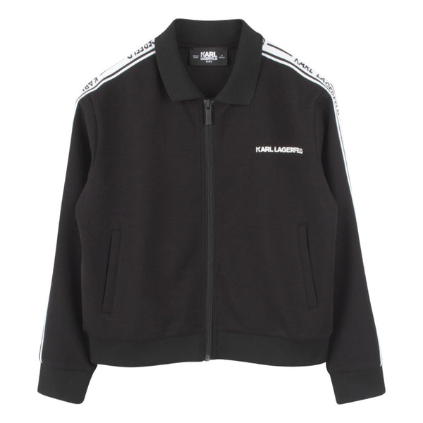 Boys Black Logo-Print Zip-Up Sweatshirt