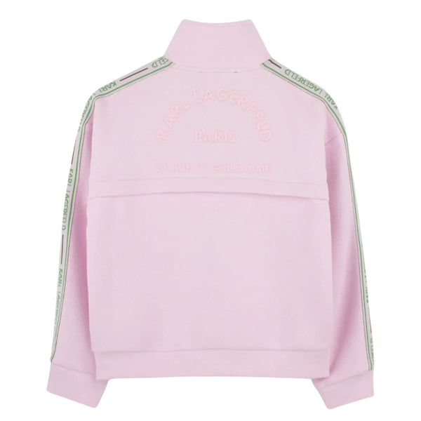 Girls Pink Zip-Up Logo-Print Sweatshirt