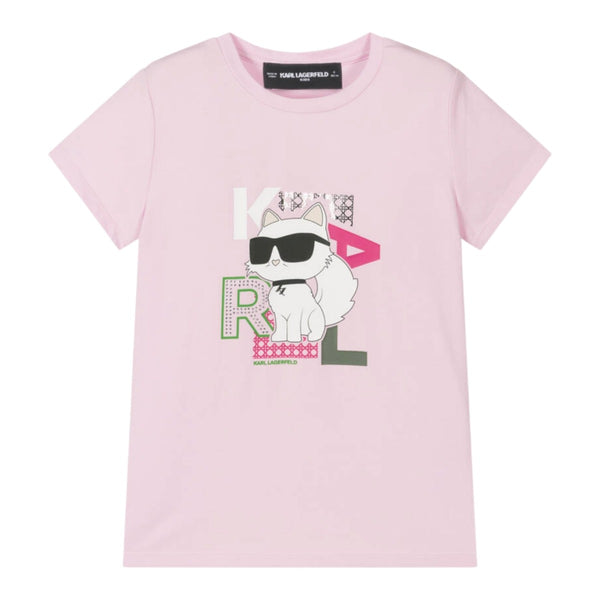 Girls Pink Cotton Choupette T-Shirt