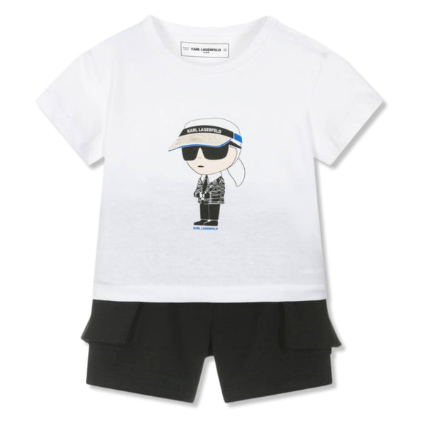 Baby Boys Black & White Ikonik Shorts Set
